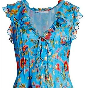 Derek Lamb Blue Sleeveless Blouse